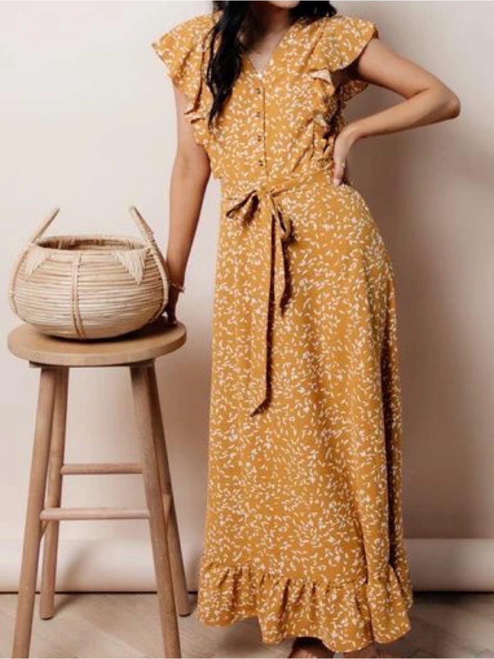 Bohme Mustard Maxi Dress EUC